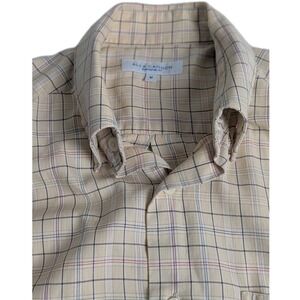 Alex Cannon Mens Button-Down Shirt Long Sleeve Beige, Blue RustPlaid 100% Cotton